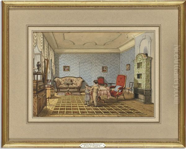 Frank And Fred Sarg In The Drawing Room, Worms Oil Painting by Mary Ellen Best