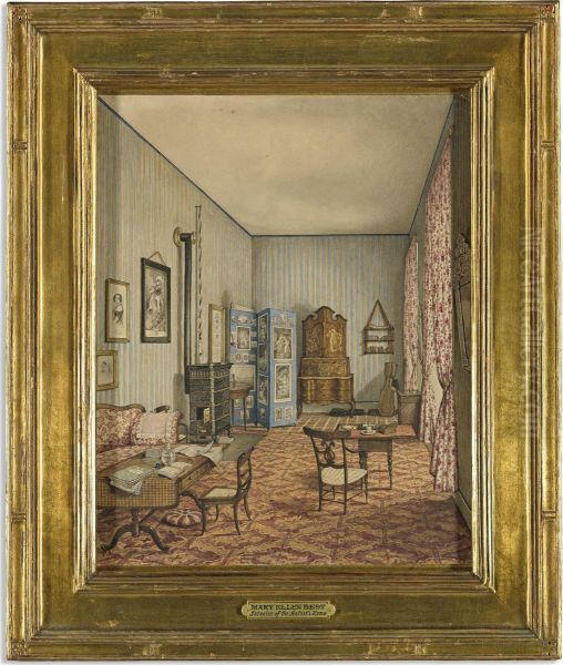 The Long Drawing Room In The 
Remaier Hof, Worms, Early 1850s (interior Of The Artist's Home) Oil Painting by Mary Ellen Best