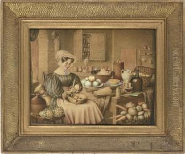 A Woman Paring Apples Oil Painting by Mary Ellen Best