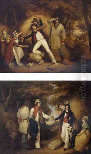 The sailor robbed and The sailor's purse recovered Oil Painting by William Redmore Bigg