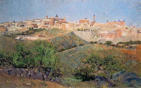 Vista de la parte occidental del norte de Toledo desde la vega baja Oil Painting by Aureliano de Beruete y Moret