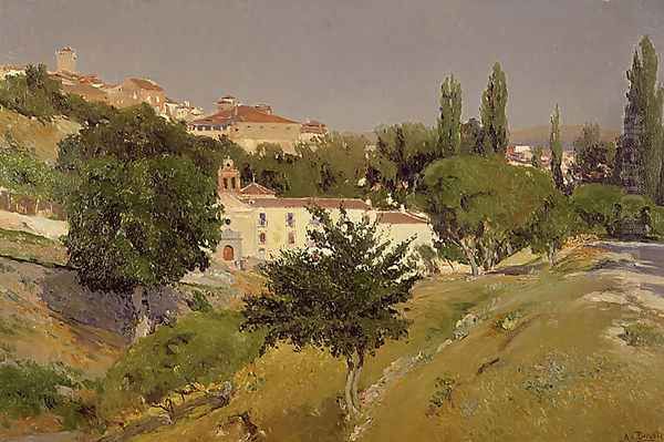 Paisaje con el Convento de Santo Espíritu de Segovia (Landscape with the Convento de Santo Espíritu de Segovia) Oil Painting by Aureliano de Beruete y Moret