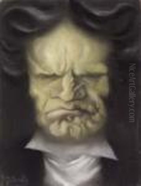 Ritratto Maschile (beethoven?) Oil Painting by Mario Giuseppe Bettinelli