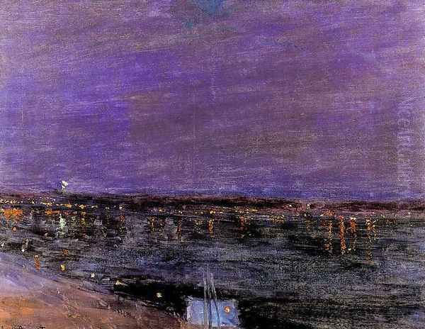 El puerto de El Havre de noche Oil Painting by Aureliano de Beruete y Moret