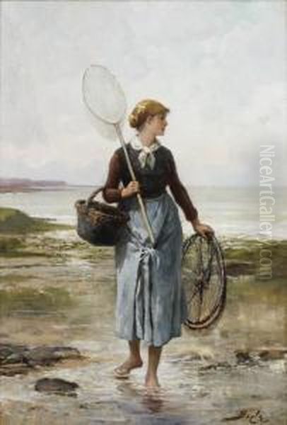 Pecheuse Au Bord De La Mer Oil Painting by Pierre-Marie Beyle