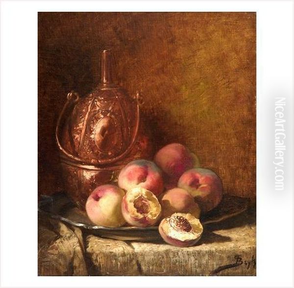 Nature Morte Aux Peches Oil Painting by Pierre-Marie Beyle