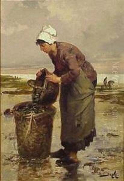 The Day's Catch Oil Painting by Pierre-Marie Beyle