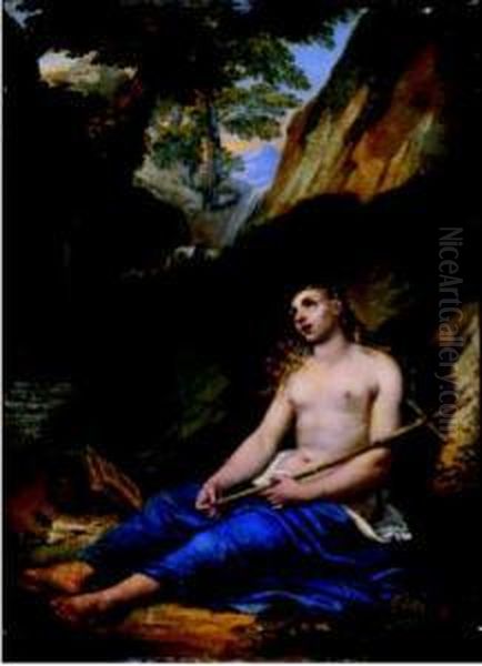 Maddalena Penitente In Un Paesaggio Roccioso Oil Painting by Giuseppe Bezzuoli