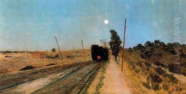 Tren en la noche Oil Painting by Aureliano de Beruete y Moret