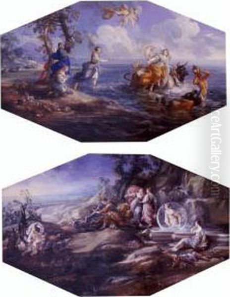 Diana And Actaeon And The Rape Of Europa: A Pair Of Drawings Oil Painting by Pietro Bianchi