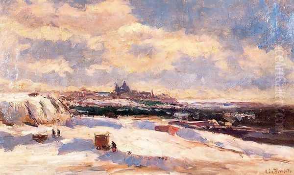 Madrid nevado desde la Moncloa Oil Painting by Aureliano de Beruete y Moret