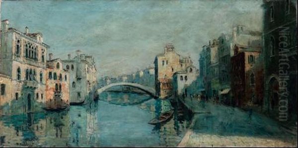 Canal Grande Oil Painting by Pieretto Bortoluzzi Bianco