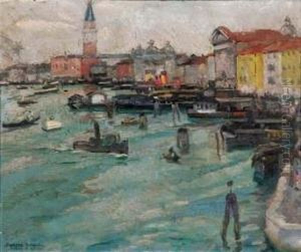 Venezia Oil Painting by Pieretto Bortoluzzi Bianco