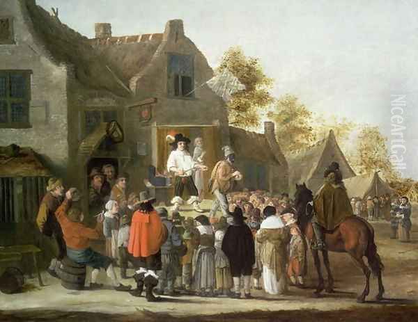 Actors at a Village Fair Oil Painting by Cornelis Beelt