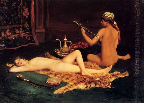 Reclining Odalisque Oil Painting by Hermann Fenner Behmer