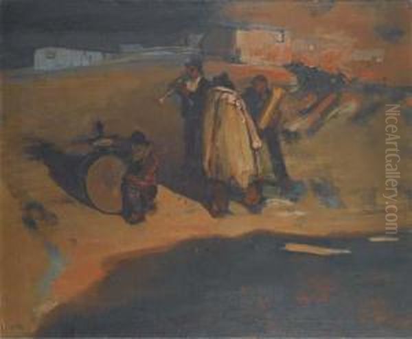 L'orchestrina Oil Painting by Giuseppe Biasi Da Teulada