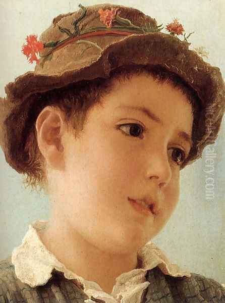 Peasant Boy From Capri Oil Painting by Adriano Bonifazi