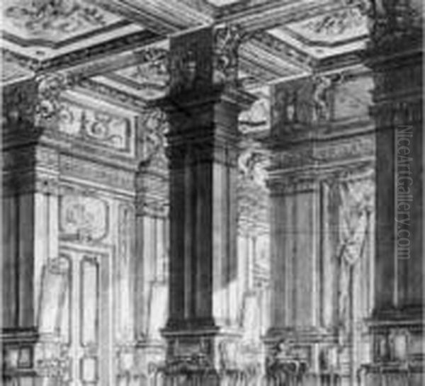 Interieur De Palais Oil Painting by Giuseppe Galli Bibiena