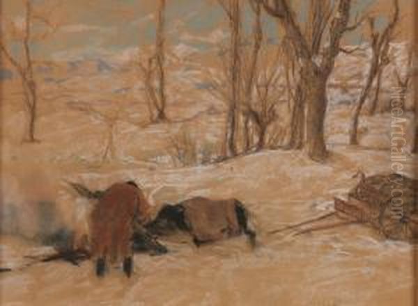 Il Cavallo Stremato Dal Freddo Oil Painting by Silvio Bicchi