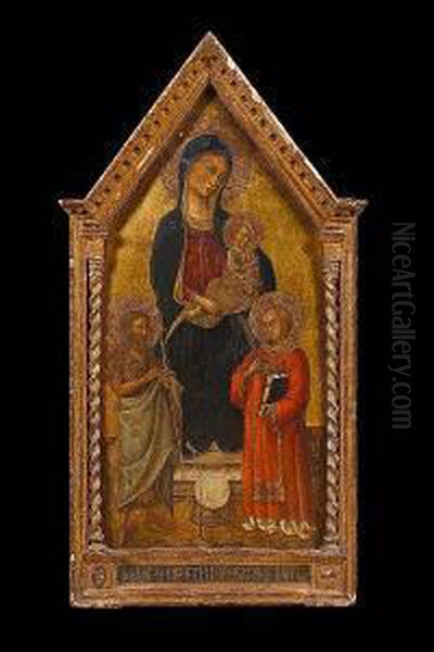 Madonna And Child With Saint John The Baptist And Saint Lawrence Oil Painting by Bicci Di Lorenzo