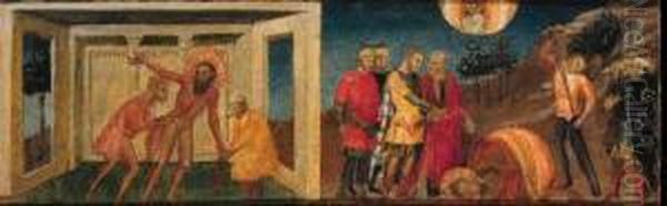 The Flaying And Execution Of Saint Bartholomew - A Panel From Apredella Oil Painting by Bicci Di Lorenzo