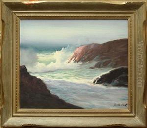 Crashing Waves Oil Painting by George Sanders Bickerstaff