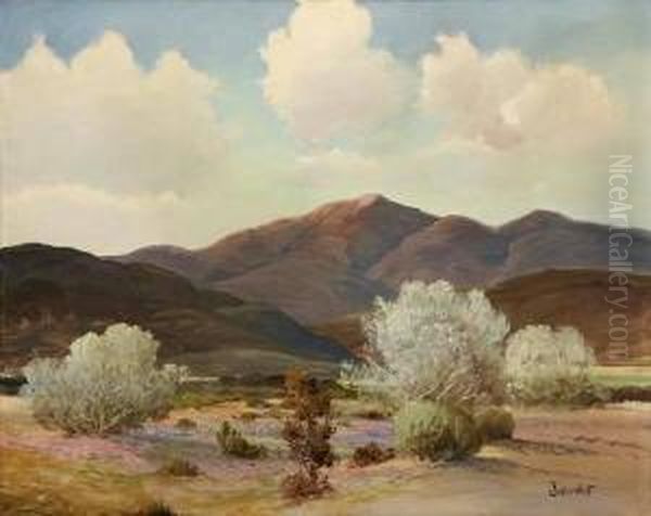 Atmospheric Desert Landscape Oil Painting by George Sanders Bickerstaff