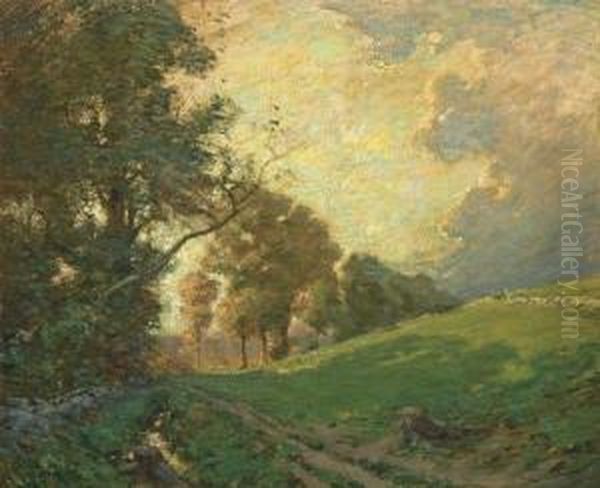 Connecticut Sunset Oil Painting by Frank Alfred Bicknell