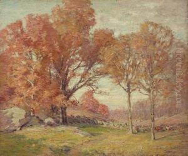 Autumn Landscape Oil Painting by Frank Alfred Bicknell