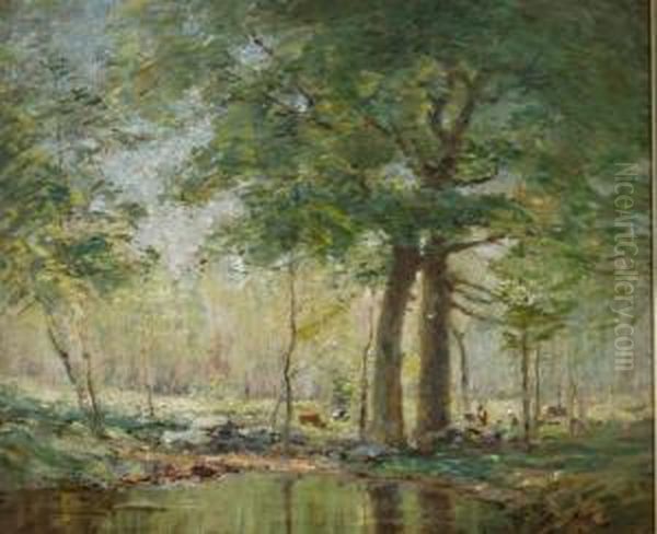 Picnicking In The Woods Oil Painting by Frank Alfred Bicknell