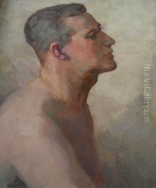 Male Portrait Oil Painting by Frank Alfred Bicknell