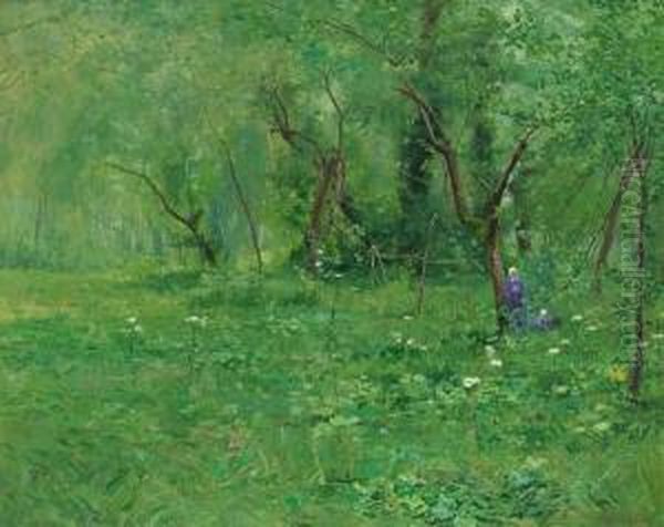 ''the Old Apple Orchard, Springtime, Auers-sur-oise'' Oil Painting by Frank Alfred Bicknell