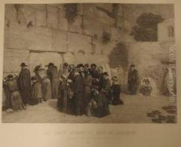 Les Juifs Devant Le Mur De 
Salomon, D'apres Le Dessin Original Appartenant A M. Osiris 
(photogravure De Goupil Et Cie). Belle Epreuve Sur Chine Collee Sur 
Papier Fort, Sans Cadre Oil Painting by Alexandre Bida