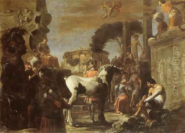 The Fall of Simon Magus Oil Painting by Leonaert Bramer