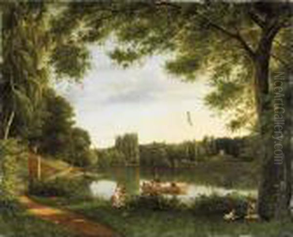 Vue Du Lac D'ermenonville Oil Painting by Jean-Joseph-Xavier Bidauld