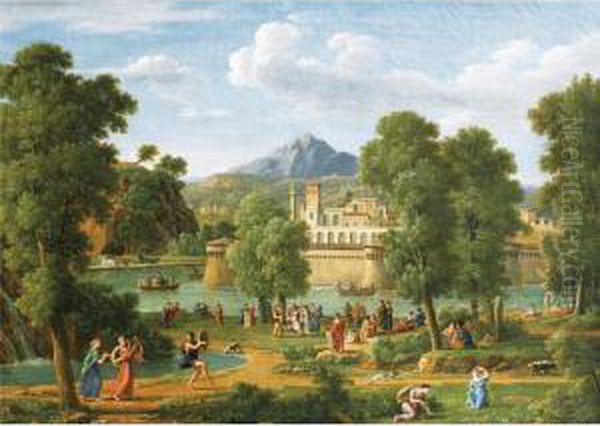 Paysage Classique Avec Des Personnages Oil Painting by Jean-Joseph-Xavier Bidauld