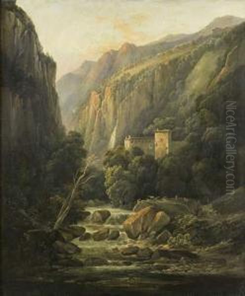 Paysage De Cascade En Italie Oil Painting by Jean-Joseph-Xavier Bidauld