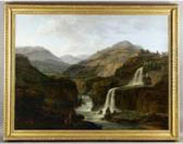 A Mountainous Landscape With A View Of Tivoli Oil Painting by Jean-Joseph-Xavier Bidauld