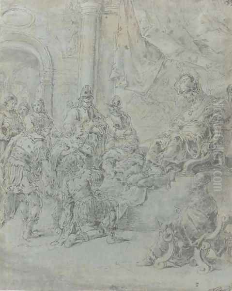 Soldiers entreating an oriental ruler Oil Painting by Leonaert Bramer