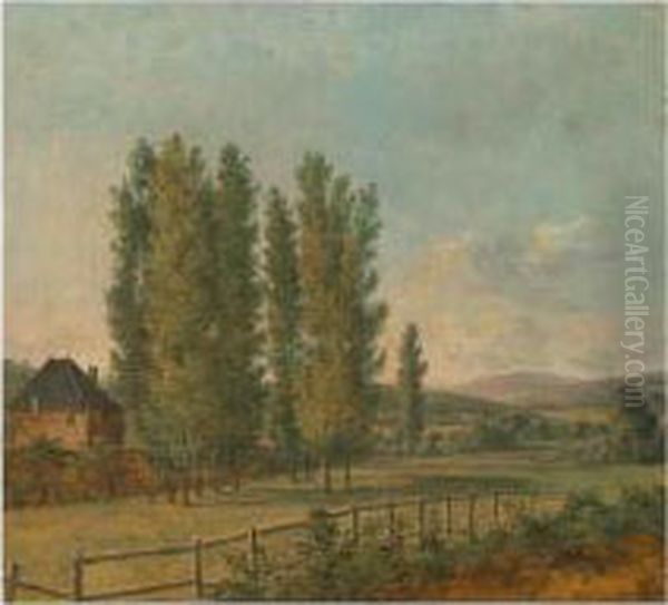 A Parkland Landscape With Trees In A Paddock Oil Painting by Jean-Joseph-Xavier Bidauld