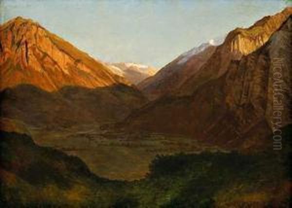 Paysage De Montagne Oil Painting by Johann Jakob Biedermann