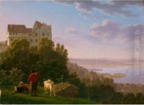 Schloss Salenstein Oil Painting by Johann Jakob Biedermann