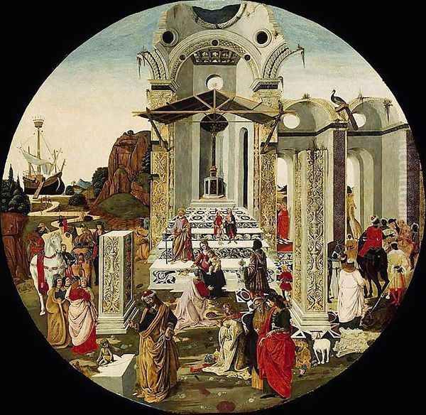 The Adoration of the Magi c. 1495 Oil Painting by Raffaello Botticini