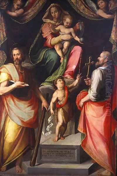 Madonna and Child Enthroned with Saints 1586 Oil Painting by Giovanni Maria Butteri