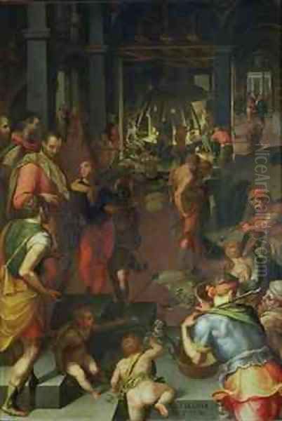 The Glassworks Oil Painting by Giovanni Maria Butteri