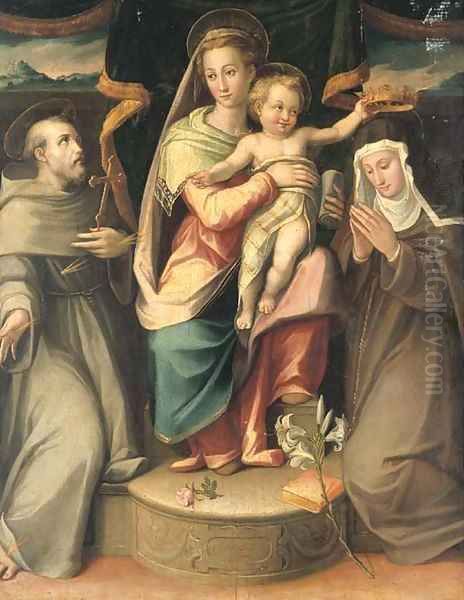 The Madonna and Child with Saints Francis and Clare Oil Painting by Giovanni Maria Butteri