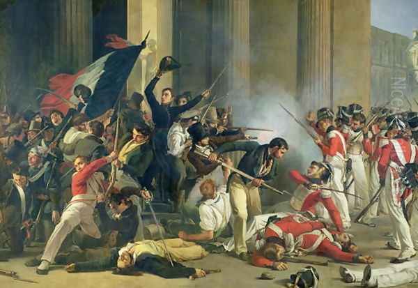 Scene of the 1830 Revolution at the Louvre Oil Painting by Jean Louis Bezard