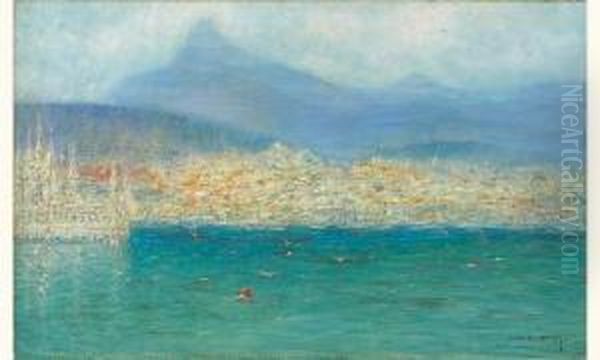 Vue De Rio, Prise De Rade Oil Painting by Marie-Gabriel Biessy