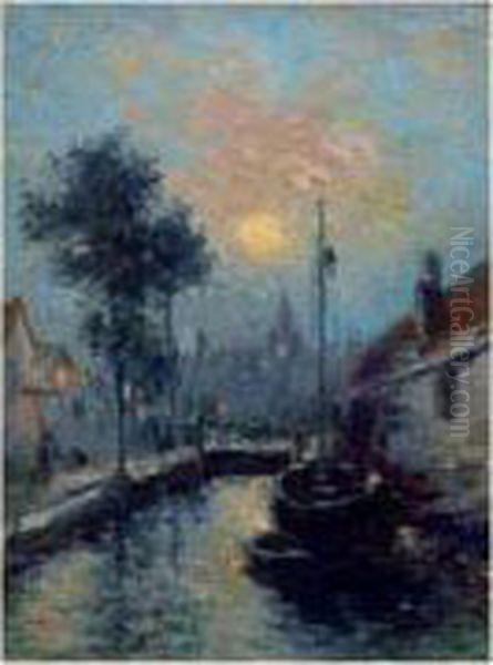 Bruges, 1920 (clair De Lune) Oil Painting by Marie-Gabriel Biessy