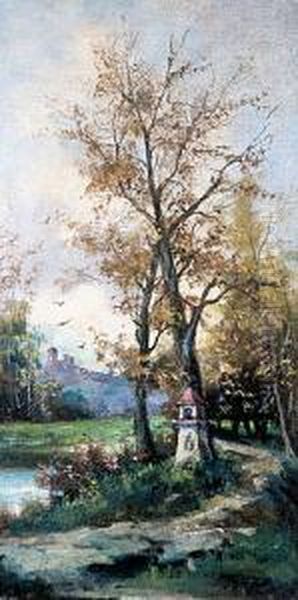 Kapliczka, 1898 R. Oil Painting by Seweryn Bieszczad